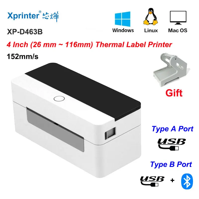 Xprinter 4INCH 152MM/S Thermal Label Printer Support 26mm ~116mm Label Paper 203DPI Shipping Label Printer 4'x 4',4' x 6' Paper