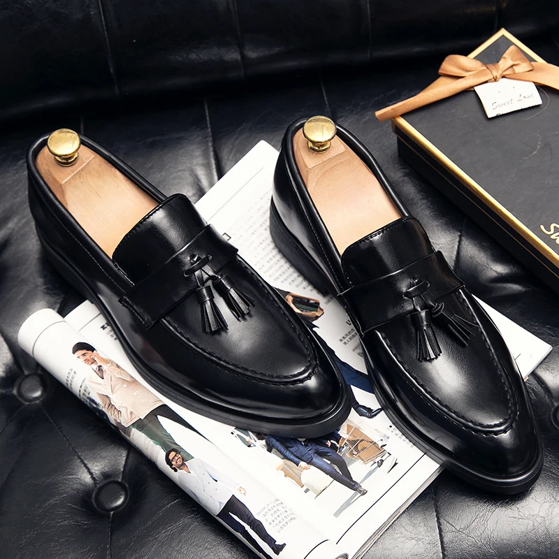 Tassel Loafer Shoes Men Slip on Driving Moccasins Mens Comfortable Leather Shoes for Men pointed Toe Fashion Man Casual Shoes 2