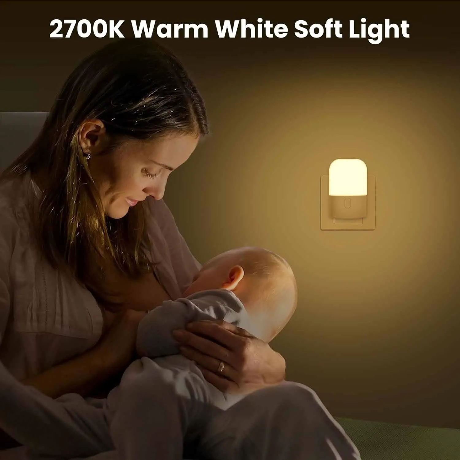 Night Lights Plug into Wall, LED Night Light with Light Sensor, Adjustable Brightness, Warm White 2700K Night Light