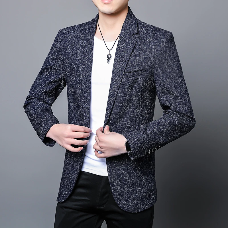 4XL Men's Blazers Male Suit Jacket Oversized Solid Color Business Casual Autumn Winter Jacket Men Clothing Wedding Suit Coat