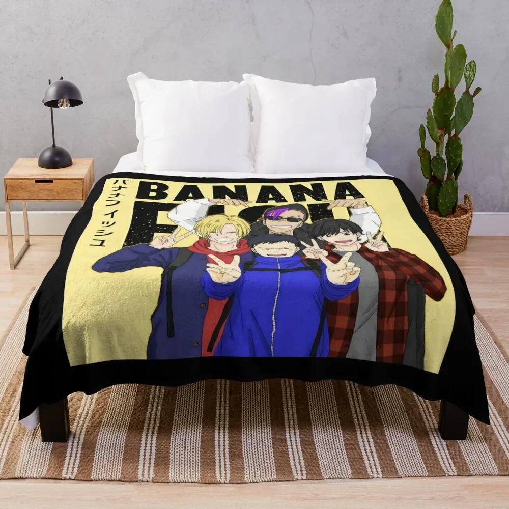 Banana Fish Friend Group Throw Coperta Plaid Bed Plaid Coperte Pesanti