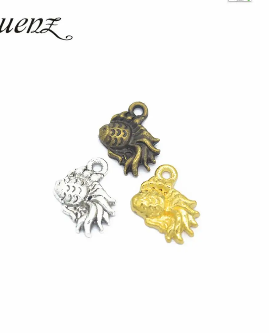 90pcs Antique Silver Plated Zinc Alloy fish Charms Pendants for Jewelry Making DIY Handmade Craft 17*12mm F0594