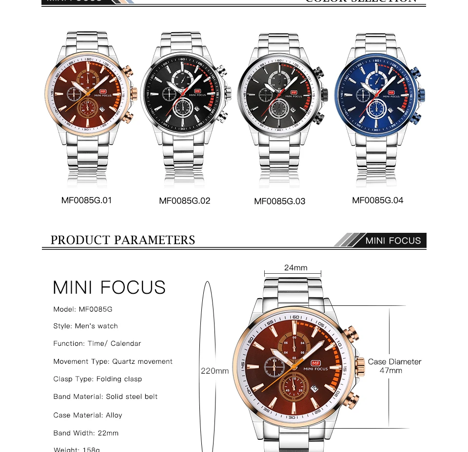 Montre à quartz MINI FOCUS pour homme étanche_voghion.com