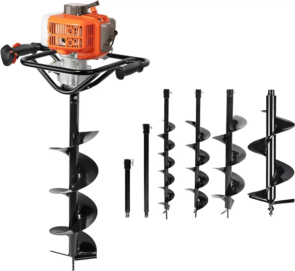 

PROYAMA 54cc Post Hole Digger Gas Powered 2 Cycle Earth Auger, 5-Year Warranty Gear Box, 4 Drill Bits 4" 6" 8" 12" + Extension R