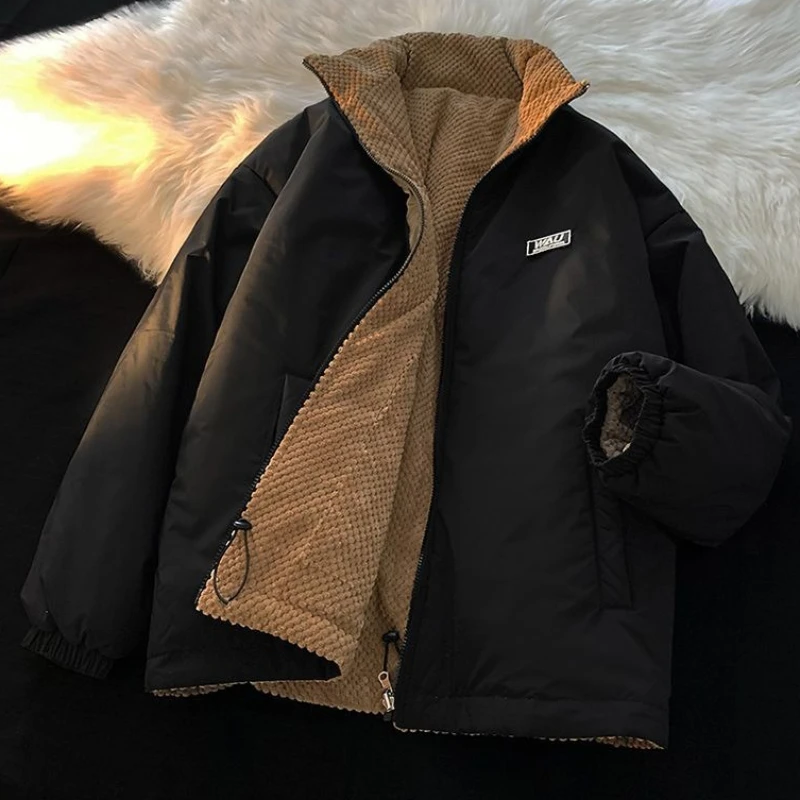 2023 New Men Down Cotton Coat Winter Jacket Short Reversible Loose Parkas Thicken Warm Outwear Leisure Fashion Overcoat