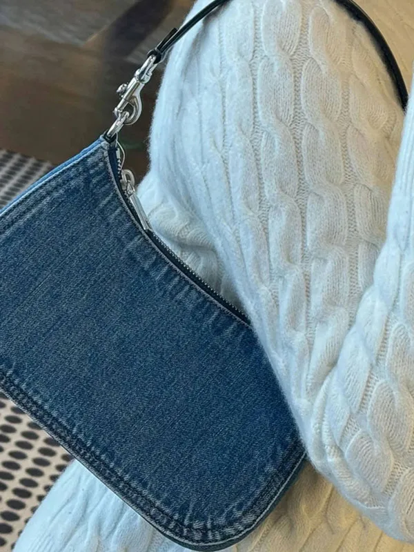 NEW Vintage Denim Shoulder Bag Women's Messenger Bag Multi-pockets Satchel Bags handbag  Ladies Crossbody Bag