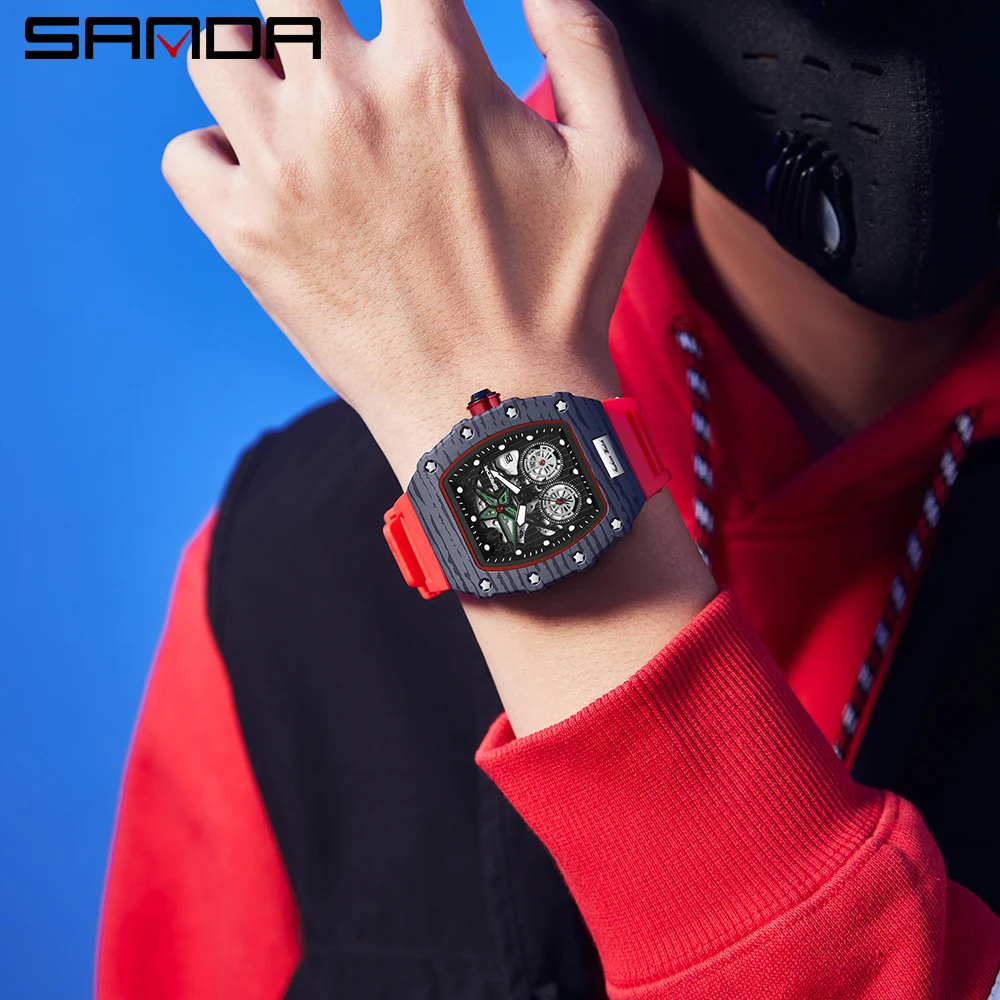 Sanda 2023 New Calendar Barrel Quartz Watch Nightlight Calendar Minimalist Watch Hollow out Watch Men's Watch Watch Men's 7060