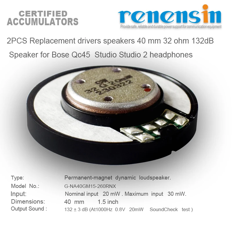 2 Pezzi Driver Di Ricambio Altoparlanti 40Mm 32 Ohm 132Db Unità Altoparlante Per Bose Qc45 Studio Studio 2 Cuffie