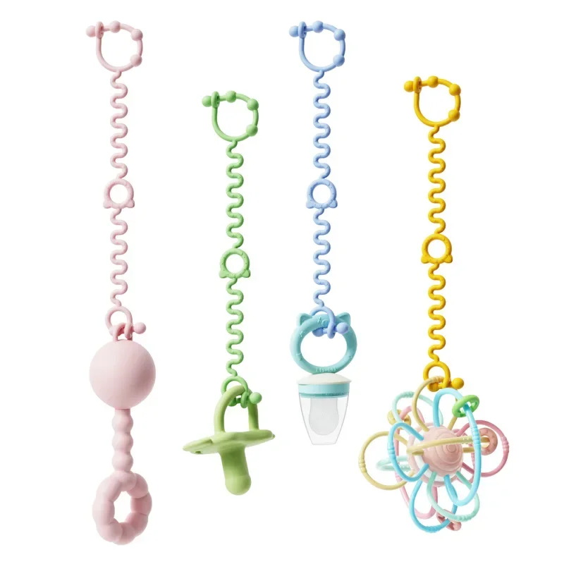 Baby Cute Cat Shape Pacifier Leashes Chain Holders Anti-drop Rope Cases Silicone Teething Clips Teether Soother Pacifier Strap