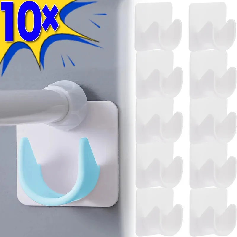 ขายึดราวม่านแบบติดผนัง ปรับได้ 2-10 ชิ้น แบบกาวในตัว คลิปหนีบยึดม่าน ตะขอแขวน อุปกรณ์ห้องน้ำ 1