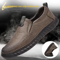 2025 Autumn New Soft Bot Work oes Casual Leather oes for Driving And Working Men's Versatile oes Slip-On round Toe