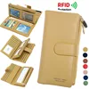 Women Long Wallet PU Leather Purse Female Three Folding Cell Phone Clutch Bag High Capacity Coin Purse Solid Color Card Holder 1