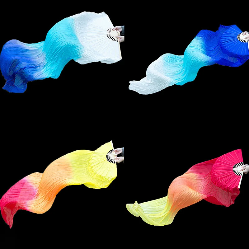 150Cm Length Gradient Silk Fan Stage Performance Square Dance Props Children Adult Silk Belly Dance Fan silk fan
