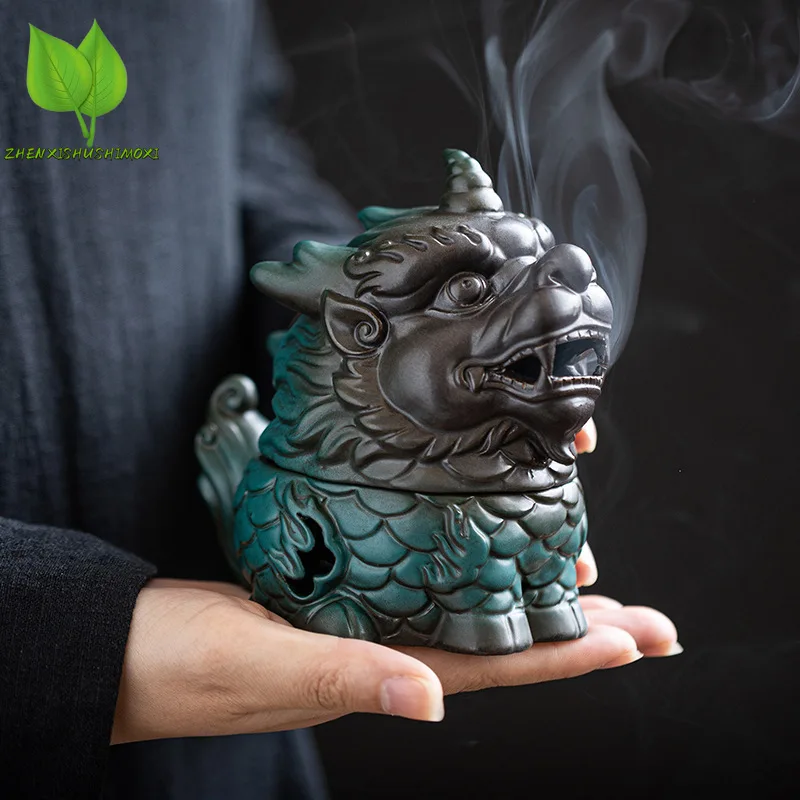 

Zen Ceramic God Beast Incense Coil Burner, Agarwood, Sandalwood, Tea Table, Household Indoor Incense Channel, Tea Ceremony