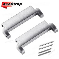 Elegant Stainless Steel Quick Release Watch Band Connectors - 2 Pack - 22mm to 20mm (Silver)