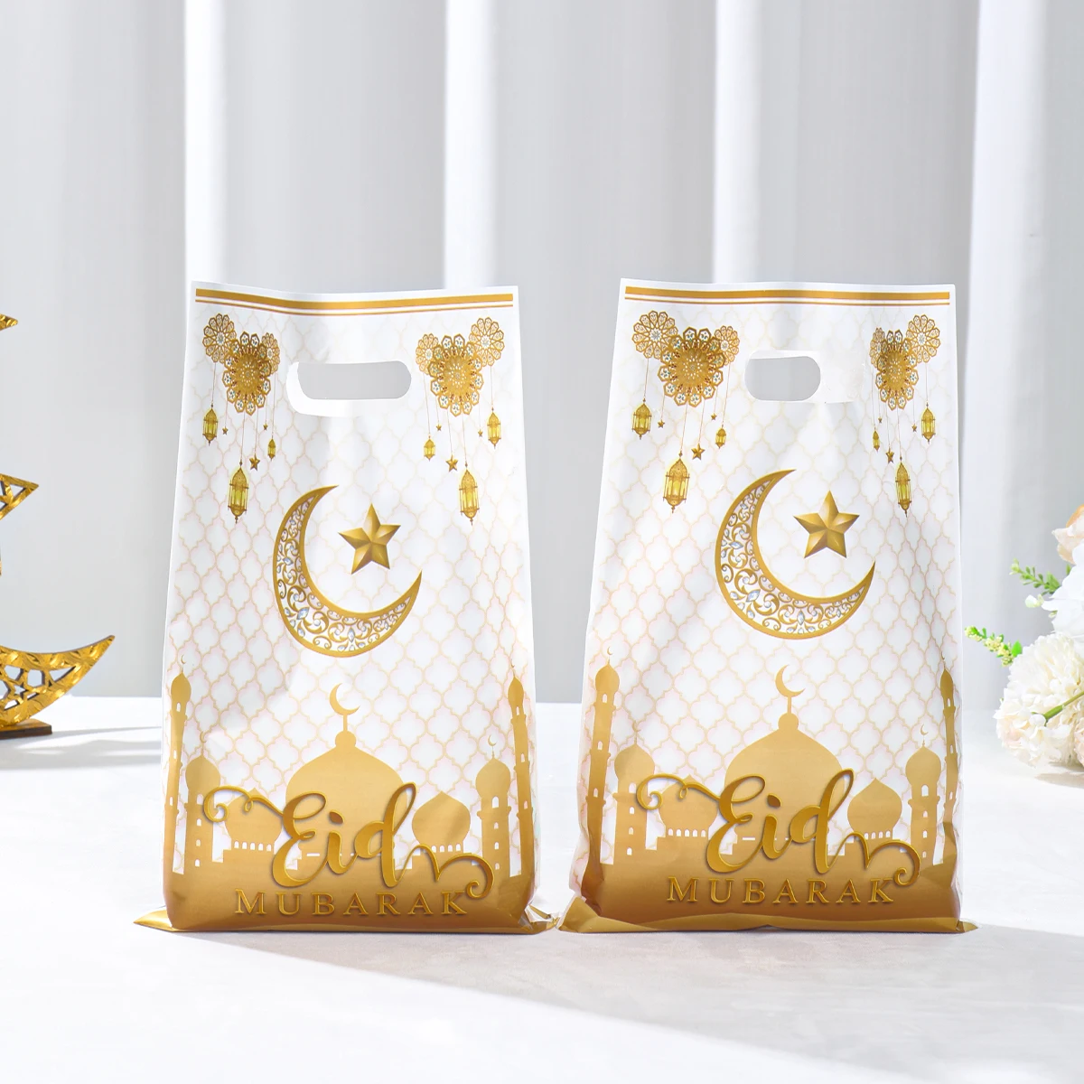 EidMubarakGiftBagsPlasticCandyCookieBagRamadanKareemDecorationForHome2024Islamic