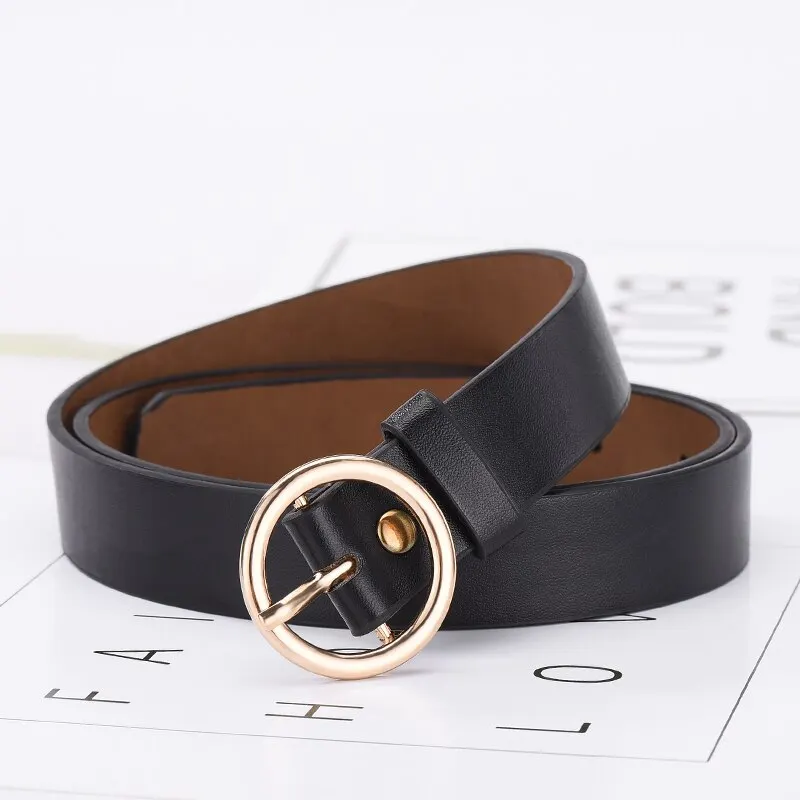 New Women's Belt Trend Gold Round Button Belt Personalized Decoration Paired with Long Pants Jeans Belt Soft and Cheap Belt