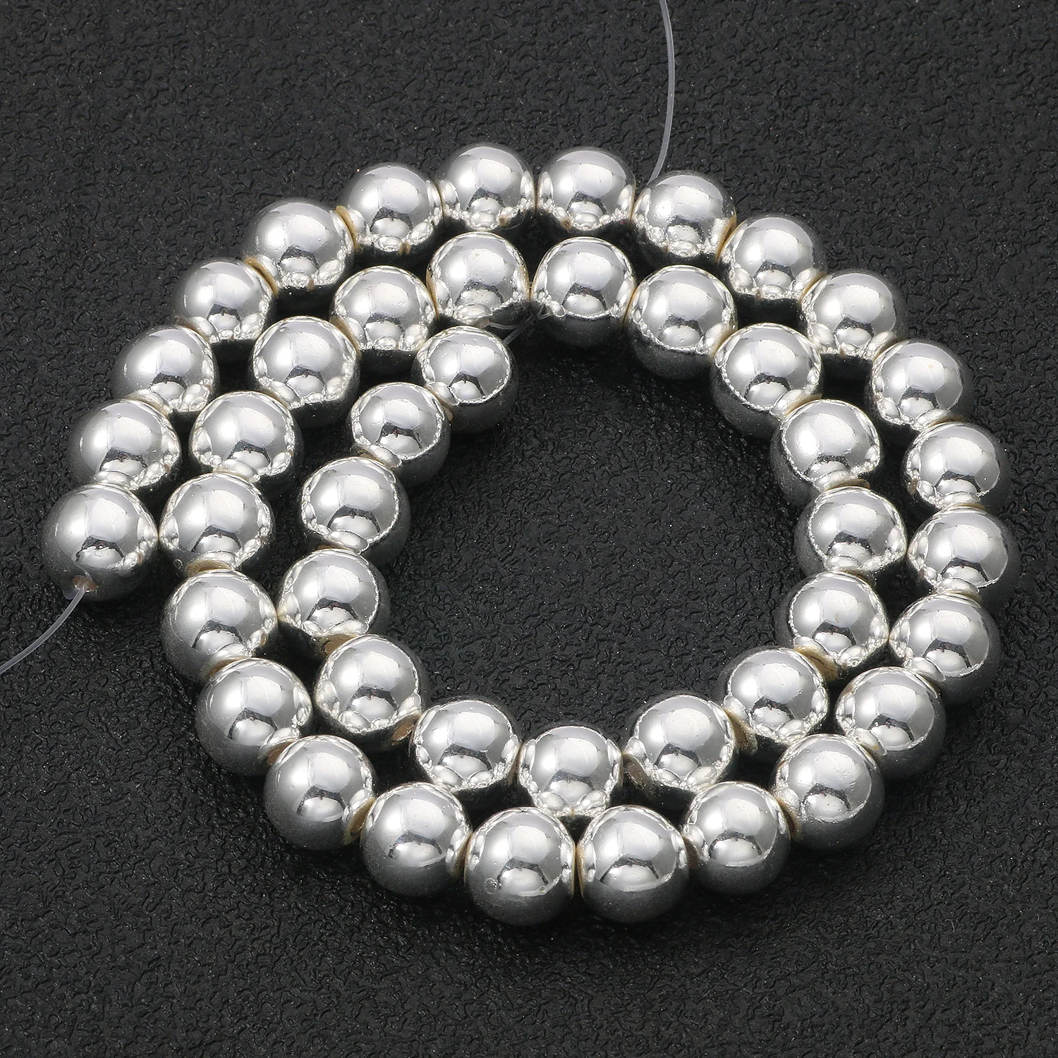 Elegant Silver-Gold Hematite Natural Stone Beads for DIY Jewelry and Accessories, 15'' Strand, 2-10mm