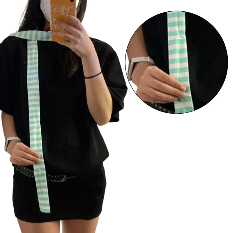 트렌디 유니섹스 하라주쿠 고딕 펑크 레인보우 스트라이프 스카프 롱 스키니 스카프 Neckerchief 모든 연령대를위한 다목적 Neckwear
