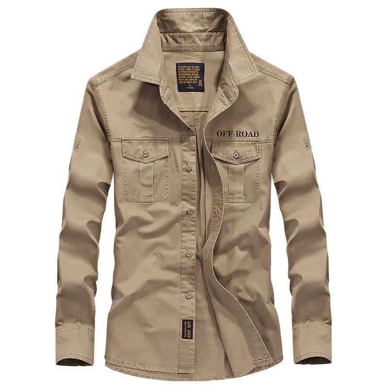 S-6XL!2023 Autumn New Men's Long Sleeved Jackets Large Loose Cotton Military Shirt Coat Workwear Varsity Jacket