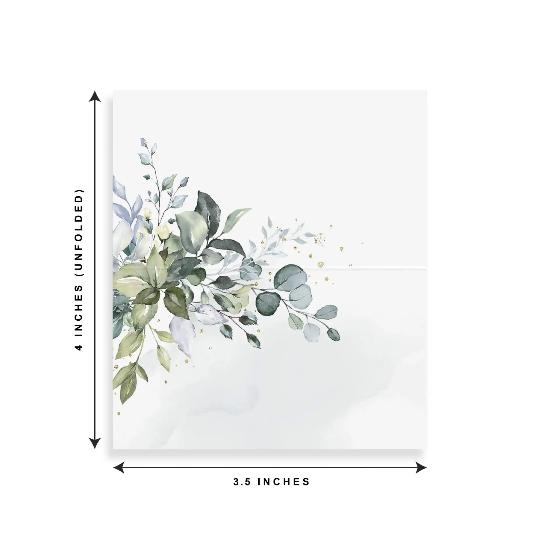Green Leaf Watercolor Wedding or Party Place Cards Table Seating Cards Score-Engraved Easy Folding 2 x 3.5 Inch Pack of 50 place cards
