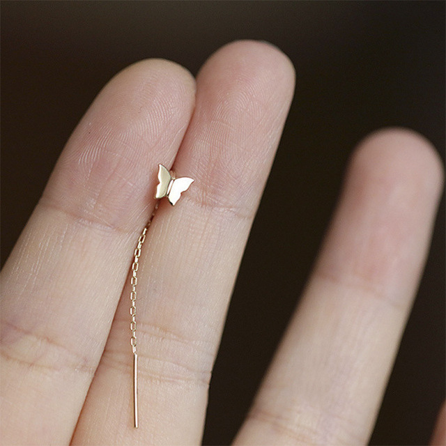 Trend Korean Long Wire Tassel Thread Chain Star Heart Beads Pendants Dangle Drop Earrings Straight Hanging Earings