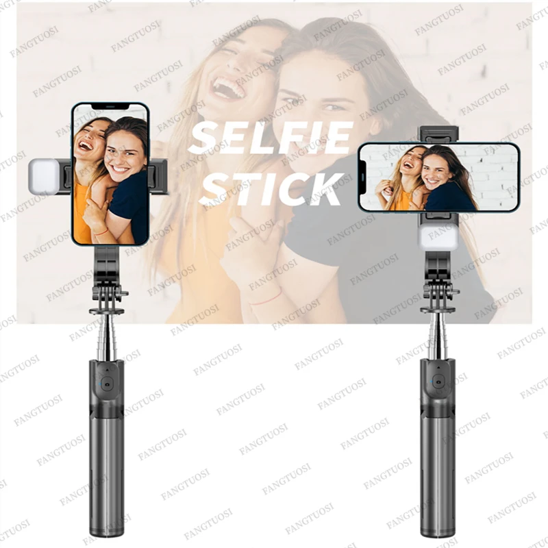 FANGTUOSI Bluetooth Selfie Stick Tripod With Wireless Remote Shutter Fill Light Phone holder Monopod For Smartphone Tiktok live