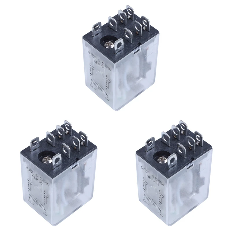 3x JQX-13F ly2 dc 12v spule 8-pin dpdt grün led elektro magnetische relais