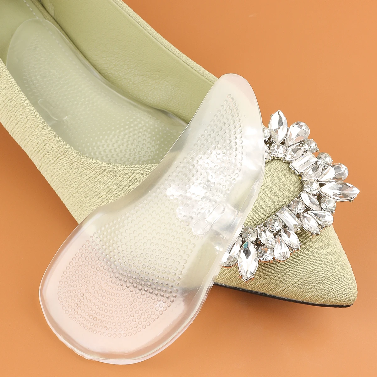 Sportsschuhe Portable Silikon Orthopädesch Fouss Insoles Transparent Arch Support Pad Soft High Heel Inserts Këssen Pads_voghion.com