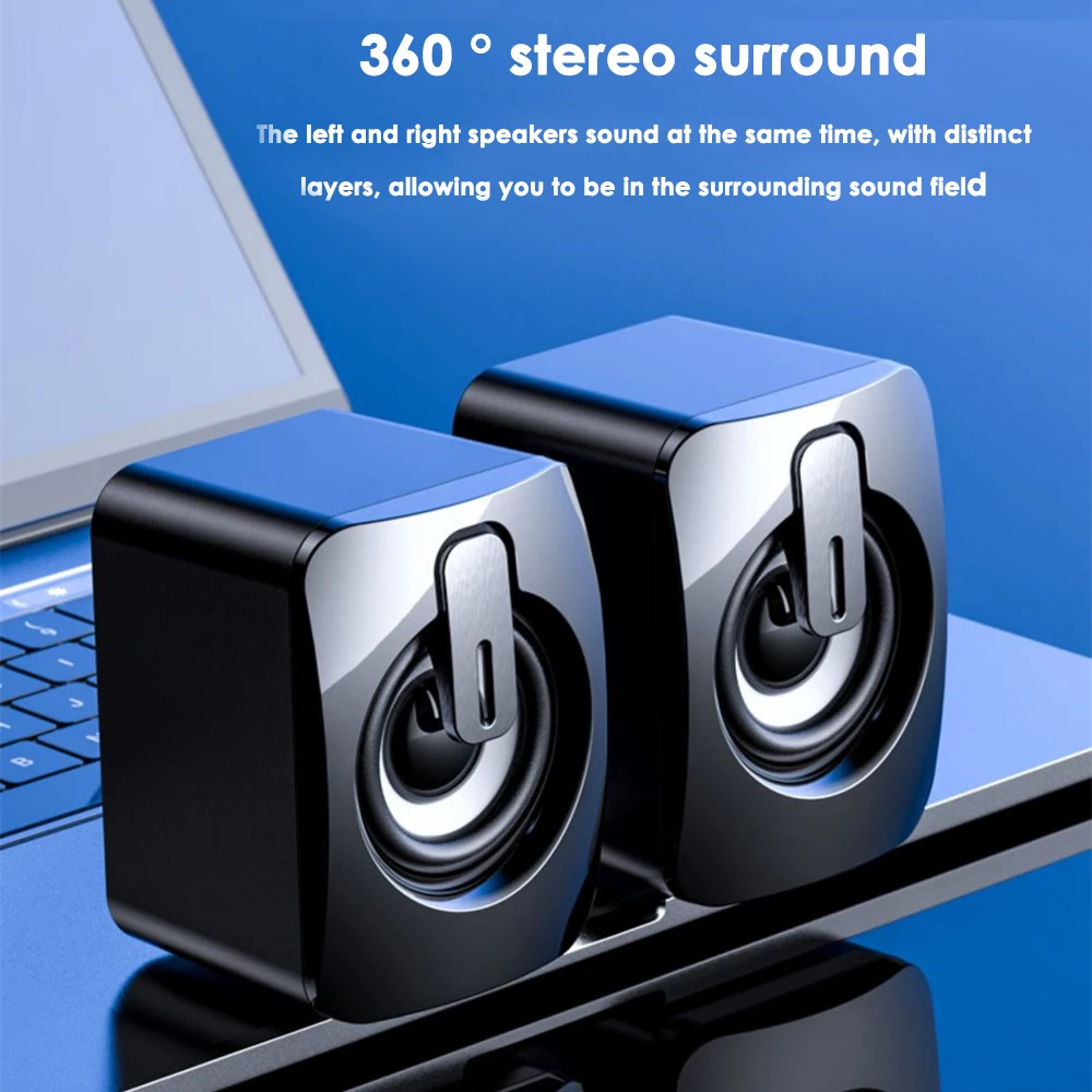 PC HIFI 스테레오 마이크 USB 유선 컴퓨터 스피커 사운드 박스, 데스크탑 컴퓨터용 LED 조명 포함, 1 개, 2 개