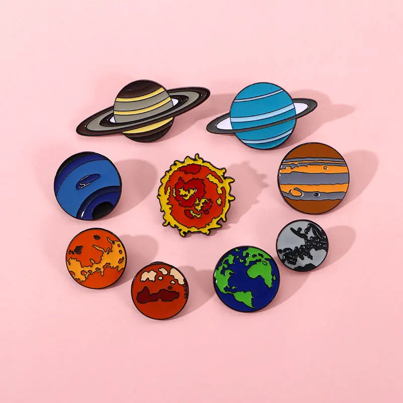 Solar System Enamel Pins Set - Whimsical Planetary Home Decoration Badges