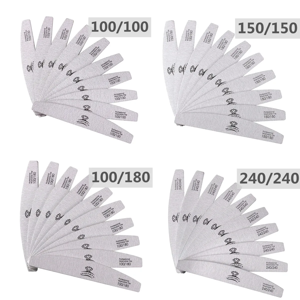 100pcs-zebra-nail-files-set-makartt-washable-double-side-emery-board-150-150100-100-grit-half-moon-nail-buffering-files