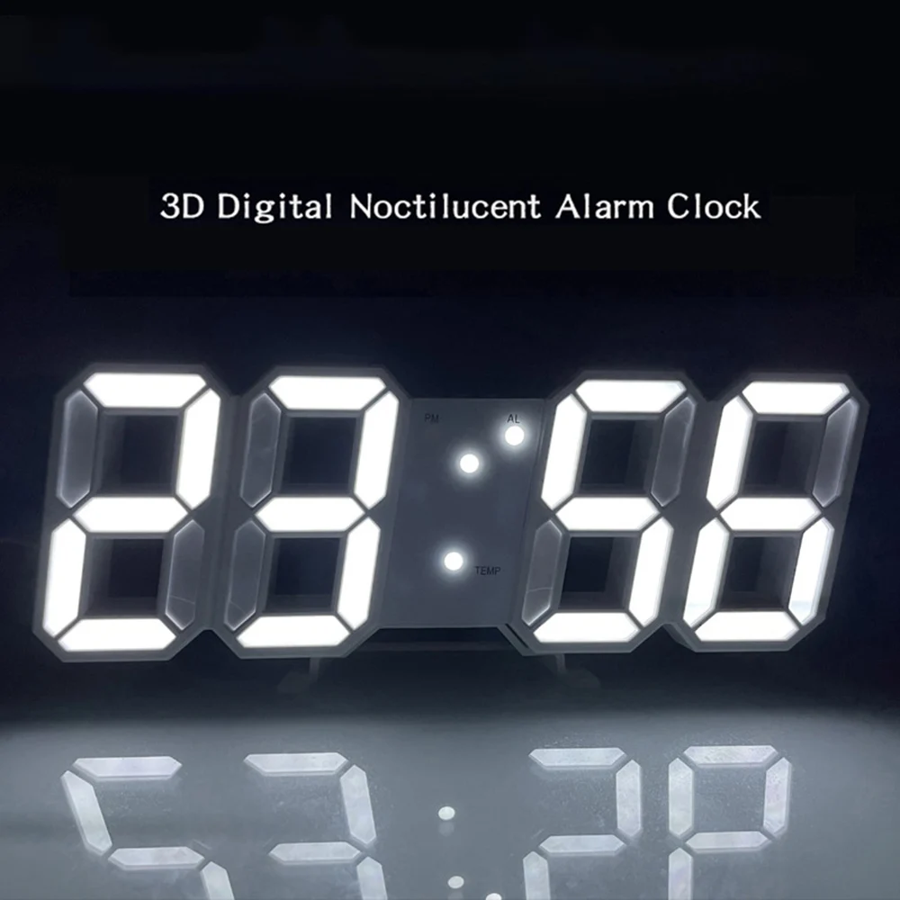 3D LED Digital Clock 12/24H Time Display Colorful Clock 2