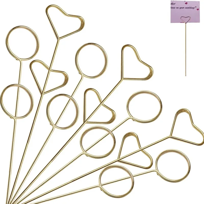 Floral Card Holder Picks 100-20PCS Metal Wire Place Card Holder Picture Holders Photo Stick Clip Floral Picks for Wedding Party