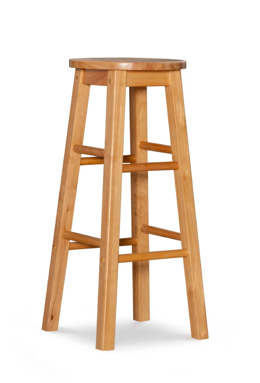 

29" Round Solid Wood Bar Stool, Natural Finish Easy Assemble, Durable