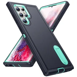 Heavy-Duty Anti-Scratch Rugged Protective Case with Kickstand and Full Body Shockproof Cover for Samsung S23 (Blue  light blue)