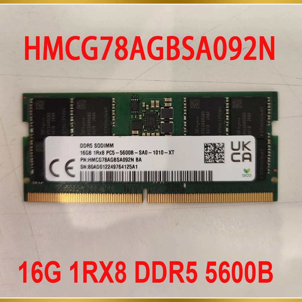 1 Pcs For SK Hynix RAM 16GB 16G 1RX8 DDR5 5600B Notebook Memory HMCG78AGBSA092N