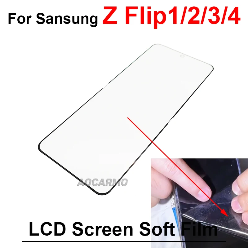 삼성 갤럭시 Z 폴드 / Z 플립 1 2 3 4 F711 F721 W21용 OCA LCD 스크린 소프트 필름 교체 포함 내부 소프트 글래스 터치 패널