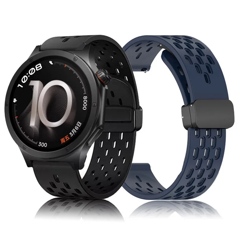 Breathable Magnetic Buckle Strap - Silicone Band for Smartwatches (20/22mm)