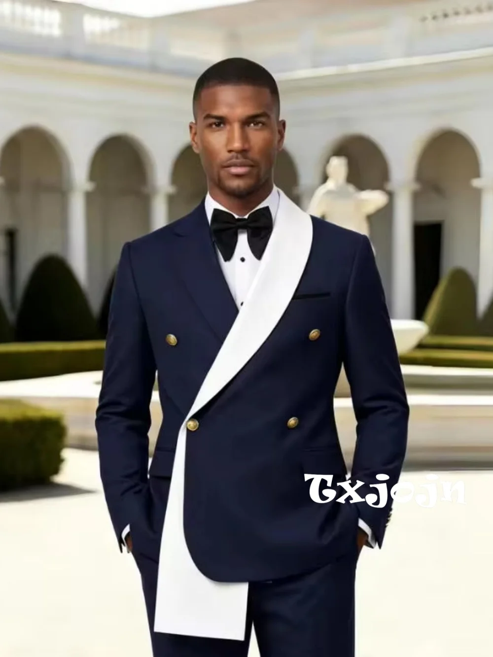 Ensemble de Costume Élégant pour Homme 2 Pièces – Tenue de Cérémonie Croisée Slim Fit pour Mariage et Fêtes – Grandes Tailles Disponibles