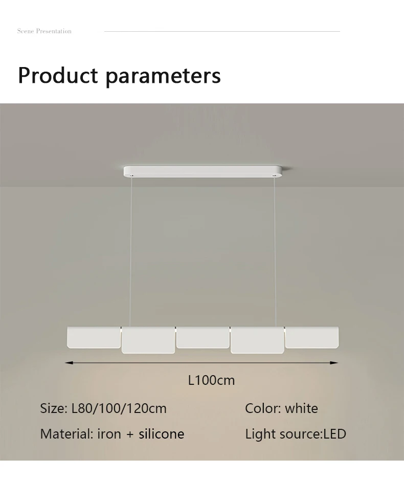 Description Picture 6 of itemModern Long Strip Led Pendant Light Minimalism Dining Room Table Chandelier Lighting Lustre Restaurant Kitchen Bar Hanging Lamps