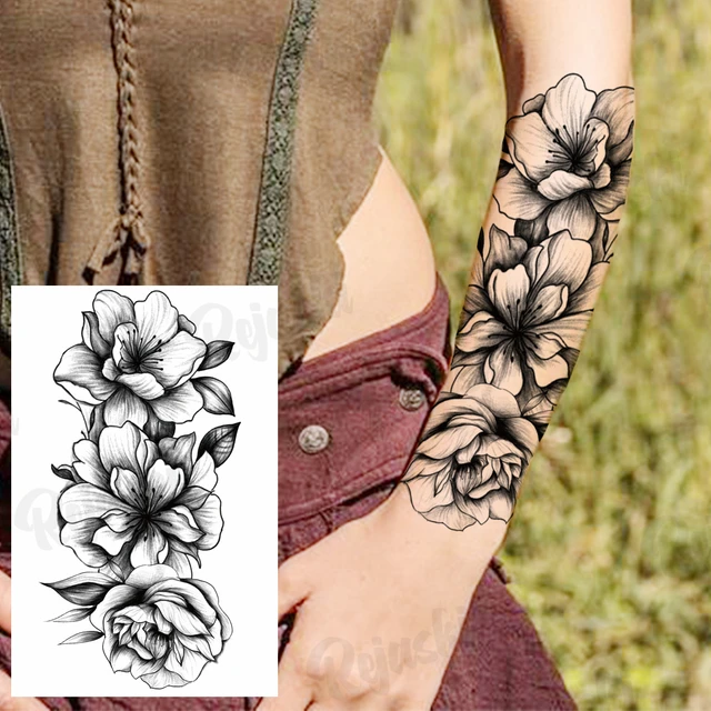 Large Rose Flower Temporary Tattoos For Women Adults Realistic Dream  Catcher Butterfly Lotus Fake Tattoo Sticker Arm Leg Tatoos - Temporary  Tattoos - AliExpress