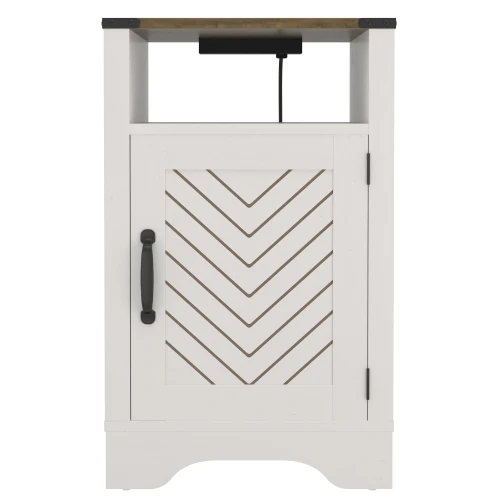 Farmhouse Accent Table with Charging Station 2