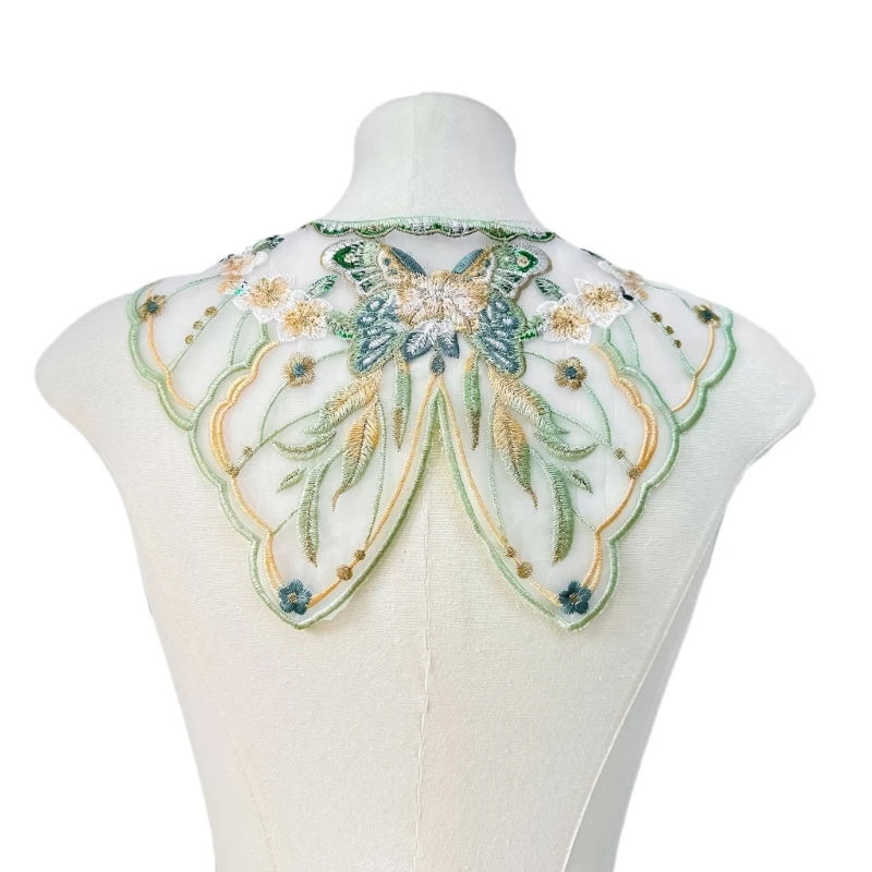 fake collar detachable collar shawl Women Girls Chinese Embroidered Butterfly Flower False Collar Pearl Tassels Small Yunjian Shawl Scarf for Dresses