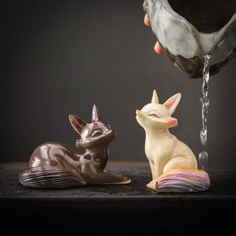 Tea Pet Ornaments Color-changing Tea Pet Ornaments Love The Little Fox Watering Color-changing Tea Pets Office Home Table Pet Ornaments