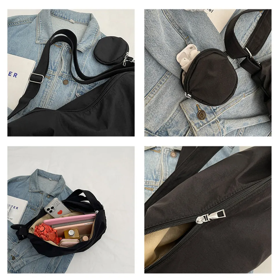 Casual Solid Color Women Crossbody Bags Luxury Designer Shoulder Bag Canvas Cloth Lady Messenger Bag Mobile Phone Bag