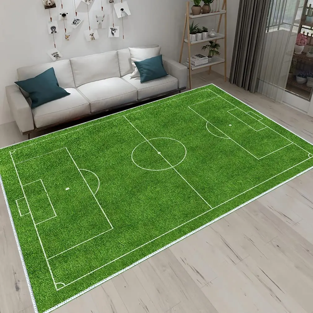 Green Soccer Field Carpet for Children's Room Game Large Area Rug Luxury Home Decor Non-Slip Children's Playmat Play Home Decor 3