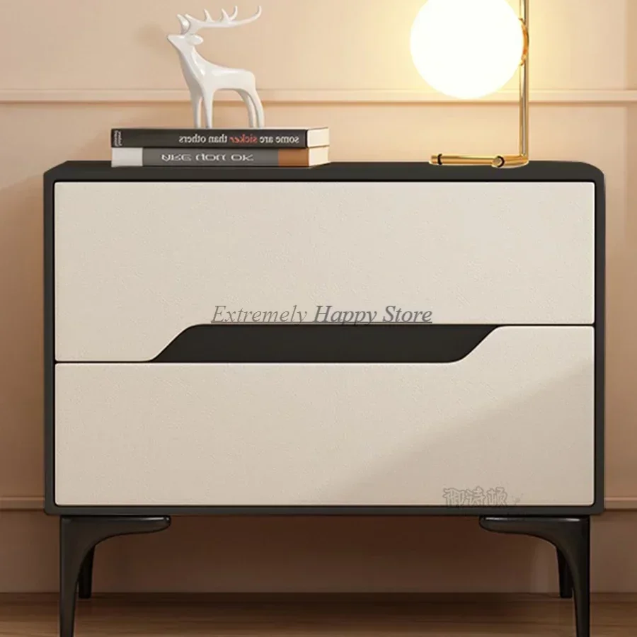 

Nordic Bedside Table Modern Small Luxury Italian Solid Wood Bedside Table Kids Leather Mesa De Noche Kids Bedroom Furniture
