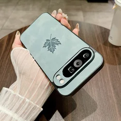 Maple Leaves Leather Phone Cover - Comfortable Full Protection for Pixel Series (Light Blue)