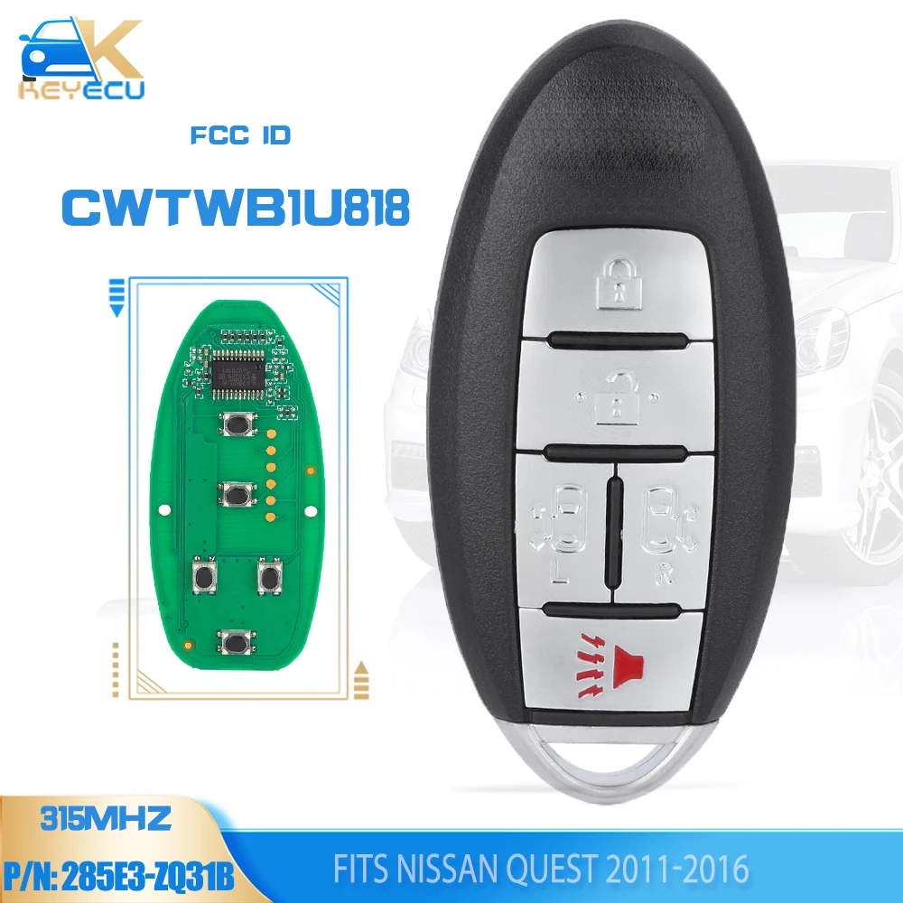 

KEYECU CWTWB1U818 315 МГц БЕСКЛЮЧЕВОЙ умный дистанционный ключ Prox Fob 5 кнопок для Nissan Quest 2011 2012 2013 2014 2015 2016